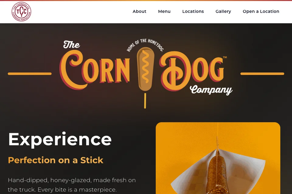 The Corndog Company website homepage