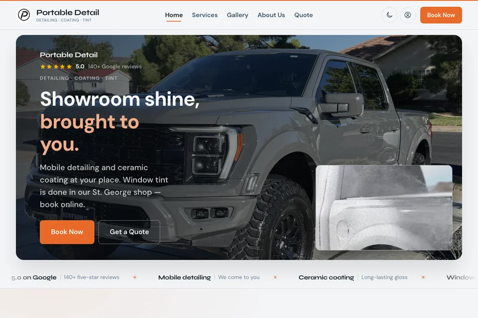 Portable Detail website homepage